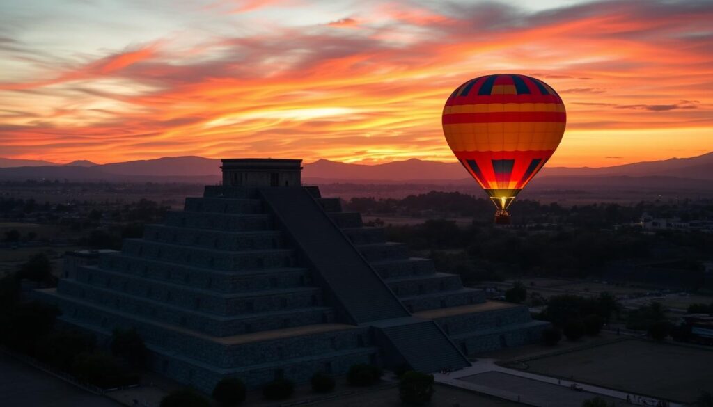 hot air balloon Teotihuacan Mexico